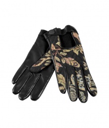 A feminine floral pattern covers these chic driving gloves from Rag & Bone - Leather gloves with floral detail, snap closure at wrist - A must-have for your cold-weather look