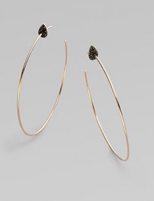 An elegant style with a black diamond encrusted, teardrop shaped detail on warm 18k rose gold. Black diamonds, .23 tcw18k rose goldLength, about 4¼Post backImported 