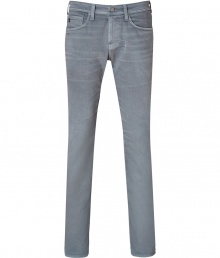 Stylish jeans in fine, medium grey cotton stretch blend - Soft yet ultra-durable denim with whisker detail in a chic faded rinse - Classic five-pocket skinny cut with belt loops, zip fly and button closure - Sleek and versatile, ideal for everyday - Pair with t-shirts, button downs and polos