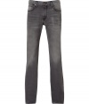 Classic slim medium grey straight leg jeans - These stylish five-pocket jeans have a modern slim cut - Cool faded grey color perfect for everyday wear  - Style with a plaid button down and boots - Pair with a cashmere pullover and a leather jacket