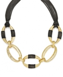 Urban chic. Chunky oval links and a multitude of thin chains adorn Alfani's bold statement necklace. Crafted in gold and hematite tone mixed metal. Approximate length: 18 inches + 3-inch extender.