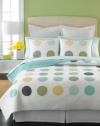 Pops of perfect hues create a minimalistic look in this quilt from Martha Stewart Collection. Its pure white cotton ground is quilted with a mosaic of circles while playful blues, yellows, greens and grays offer a prim, modern look. The reverse provides a solid design alternative.