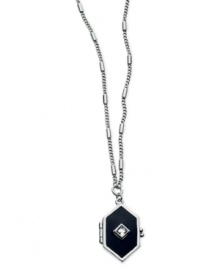 Beautiful in black. Lucky Brand's necklace is crafted from silver-tone mixed metal with a stunning black resin pendant for an elegant touch. Approximate length: 32 inches + 3-inch extender.