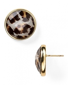 Hit the spot with these stud earrings from kate spade new york. Crafted of 12-karat gold and splashed in leopard print, they instantly hint at your wild side.