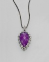 A substantial faceted teardrop of vivid purple sugalite is framed in a zigzag setting and hangs from a darkened chain. Purple sugalite Sterling silver Chain length, about 30 Pendant length, about 1½ Lobster clasp Imported