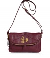 A whimsical bird charm injects stylish-yet-sweet appeal to this leather crossbody bag from Marc by Marc Jacobs - Front flap with zip, adjustable shoulder strap, gold-toned bird-shaped charm, internal zip pockets, textured leather - Wear with an elevated jeans-and-tee ensemble or with a casual cocktail look