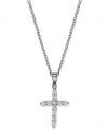 Symbolic sentiment. Giani Bernini's pretty cross pendant is adorned with round-cut cubic zirconias (5/8 ct. t.w.) set in sterling silver. Approximate length: 15 inches. Approximate drop: 1/2 inch.