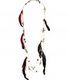 Inject an of-the-moment accent to your look with this tribal-inspired necklace from Antik Batik -Feather, shell, and bead embellishment, dual-strand chain - Style with a boho-chic dress, platform pumps, and a statement satchel