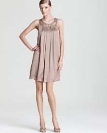 An embellished neckline sparkles on this fête-fabulous SW Studio by Sue Wong dress.