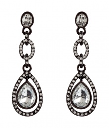 Stash away your studs and go for drama with R.J.Grazianos crystal drop earrings, perfect for giving your look a glamorous modern edge - Blackened frames with clear crystals - Wear with swept up hair as a finishing touch to cocktail dresses