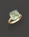 18K yellow gold is set with a cushion-cut green quartz.