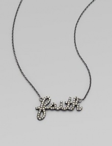 Get a positive outlook with this modern style with dazzling diamonds in sleek rhodium. Diamonds, .21 tcwRhodiumLength, about 15½Pendant size, ¾Lobster claw closureMade in the USA of imported materials