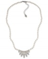 Live the glamorous life. This frontal necklace from Carolee, crafted from silver-tone mixed metal, features glass pearls and crystals for an elegant effect. Approximate length: 16 inches + 2-inch extender. Approximate drop: 3/4 inch.