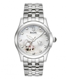 Striking signature watch design with lovely heart accents, by Bulova.