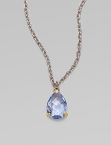 From the La Petite Collection. A pear shaped drop of faceted blue quartz on a textured sterling silver chain.Blue quartz 18K yellow gold Sterling silver Length, about 17 Lobster clasp closure Imported 