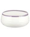 Distinctly ribbed Sophie Conran dinnerware sets your table with the charm of traditional hand-thrown pottery, but the durability of contemporary Portmeirion porcelain. Mix this banded Carnivale salad bowl with solid mulberry pieces.