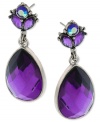 Go for perfection in purple. These pear-shape drop earrings from 2028 are crafted from silver-tone mixed metal with amethyst-colored glass stones providing a sparkling touch. Approximate drop: 3/4 inch.