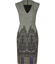 With a magical print and a figure-hugging fit, this Etro sheath dress is the perfect office-to-evening style solution - V-neck, sleeveless, fitted silhouette, printed skirt, concealed back zip closure - Style with peep-toe heels and a statement satchel