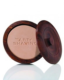 For the traditional form of wet shaving The Art of Shaving offers their classic Shaving Soaps. Formulated with glycerin and coconut oil, they generate a rich and warm lather when used with a Shaving Brush and hot water. The lather protects the skin and softens the beard while providing an extremely close shave. The soaps come in elegant teak wood bowls, which can be refilled.Unscented - Hypoallergenic