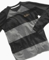 A cool combo of stripes and solid give this LRG little boy's tee a handsome style.