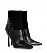 Rocker-chic looks get an impossibly edgy kick of cool with Sergio Rossis laced ankle boots, complete with a contrast embossed back counter for that added note of urban attitude - Pointed toe, inside zip, stiletto heel - Pair with opaque tights and micro-minis