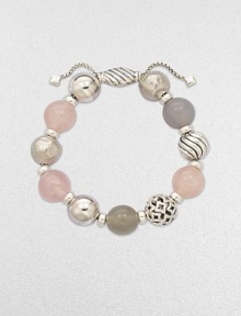 From the Elements Collection. Pretty beads of sterling silver, rose quartz, grey moonstone and milky rose quartz on a sleek sterling silver box link chain with an adjustable bead clasp. Rose quartz, grey moonstone and milky rose quartzSterling silverDiameter, about 2 adjustableAdjustable bead closureImported 