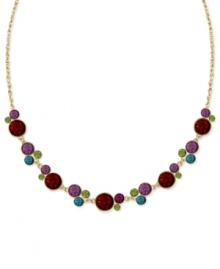 Stylish stones give this necklace from 2028 an uplifting sensibility. The necklace, crafted from gold-tone mixed metal, has glass accents that evoke the joy of springtime. Approximate adjustable length: 16 inches + 3-inch extender.