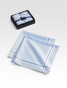 From the Saville Row maker of fine men's furnishings comes a pair of classic handkerchiefs crafted in cotton batiste. Boxed set of 2 Check border Each, 18½ square Cotton; machine wash Imported 