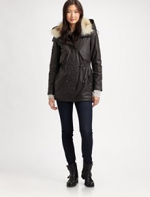 Made from Egyptian-coated cotton, this parka, with a removable natural coyote-fur trimmed hood