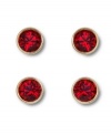 Well red: A stunning shade of scarlet lets this stud earrings set from Swarovski steal the show! Crafted with Siam crystals, one pair is set in silver tone mixed metal, while the other comes in gold tone mixed metal. Approximate diameter: 2/10 inch.