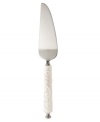 An embossed vine motif and shiny white glaze makes this Lenox cake server worthy of cutting and plating even the finest confections. Coordinates with Opal Innocence Carved dinnerware. Qualifies for Rebate