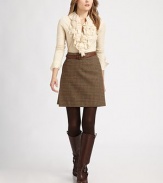 Adorned with a chic houndstooth pattern, this wool wrap skirt offers breezy, countryside style.Belt loopsConcealed hook-and-eye closureWrap silhouetteLeather belt includedAbout 32 from shoulder to hemBody: woolLining: silkDry cleanImported Model shown is 5'7½ (170cm) wearing US size 4. 