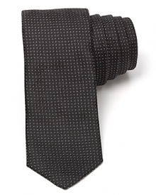 A sleek tie from BOSS Black with a snazzy pindot pattern livens up your dress shirting, whether you're at the office or out for dinner.