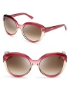 Leave it to kate spade new york to add a warm, rosy outlook to femme fatale cat eye sunglasses, giving the retro silhouette a fresh spin.