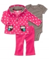 Lovingly adorned with polka dots and owls, Carter's microfleece three-piece set features the perfect amount of girly sweetness.