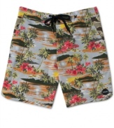 Go from pool to pavement and back again in this tropical style walk/board shorts by Hurley.