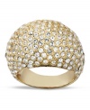 Go for the gold! Gold tone mixed metal adds a luxe touch to this dome-shaped cocktail ring from Charter Club. Embellished with glittering glass accents, it will stand out as a dazzling decorative detail for your wardrobe. Sizes 7 & 8.