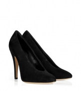 With disco-ready seventies styling, these classic suede pumps from Casadei add an instant kick to any outfit - Rounded toe, high cut front, stiletto heel - Pair with a figure-hugging cocktail sheath, skinny jeans, or a pencil skirt