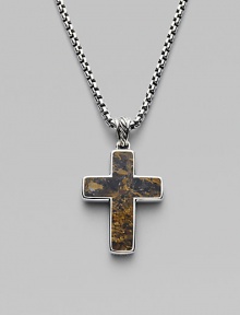 EXCLUSIVELY AT SAKS. From the Exotic Stone Collection. The rustic richness of bronzite, set within a modern cross, crafted of sterling silver on a silver box link chain.Length, about 22 Lobster clasp Imported