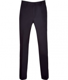 Casual trousers made of dark blue cotton - From eco-label Edun, created by U2 singer Bono and his wife - Slim fit - Creases accentuate flatting silhouette - Lightweight, high quality, comfortable - Perfect pants for many occasions from casual to professional - Try with tee shirt, button-down, cashmere pullover or matching jacket