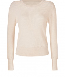 Reminiscent of that favorite thermal, Marc by Marc Jacobs waffle knit wool pullover is a cool choice destined to be an everyday favorite - Round neckline, long sleeves, smooth trim, allover waffle knit - Shorter, fitted silhouette - Wear with a tee and favorite skinny jeans