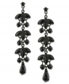 Let these leaves fall this season. 2028's linear earrings showcase jet epoxy accents in a chic silhouette. Crafted in hematite tone mixed metal. Approximate drop: 3-1/4 inches.