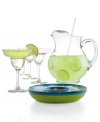 Fiesta time. This set of classic margarita drinking glasses and a party-size pitcher from The Cellar inspires instant celebration. A traditional sombrero shape accommodates a delicious dusting of salt, sugar or whatever you need to create your signature cocktail.