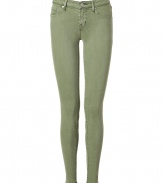 With their cool green hue and extra skinny silhouette, Marc by Marc Jacobs stick jeans lend an edgy Downtown kick to every outfit - Classic five-pocket style, button closure, zip fly, belt loops - Extra form-fitting - Wear with an oversized knit and edgy ankle boots