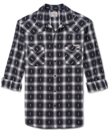 Add some personality to your shirt collection with this funky printed button down by Lucky Brand Jeans.