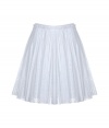 Sweet summer skirt made of fine white cotton - Narrow waistband, side zipper and flattering length - Side mesh elements - Decorative folds and perforated top - Flowing silhouette - Perfect for daytime, garden parties or at the beach club - Style with flat sandals and pastel blouse for romantic look