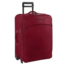 An ideal travel bag for extended trips, this expandable Briggs & Riley's upright rolling luggage offers 3 expansion, for more packing capacity on demand. Go ahead and pack those souvenirs. A spacious main compartment enables incredible easy packing. Tuff-lite fabric is strong, lightweight and abrasion resistant. SpeedThru™ pocket allows for quick storage of items at security checkpoints. Outsider® handle for wrinkle-free flat packing.