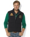 Support your country of choice in a quilted fleece vest with polished leather-trimmed details, a signature Ralph Lauren crest at the front and the country name and flag patch at the back.