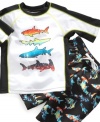 Get him ready for some serious fun in the sun with this rashguard from Flapdoodles.