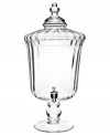 Entertain with the best of them: Godinger's Gatherings beverage dispenser. Fluted crystal with a dramatic lid and footed base makes an elegant impression on holiday party or dinner guests.